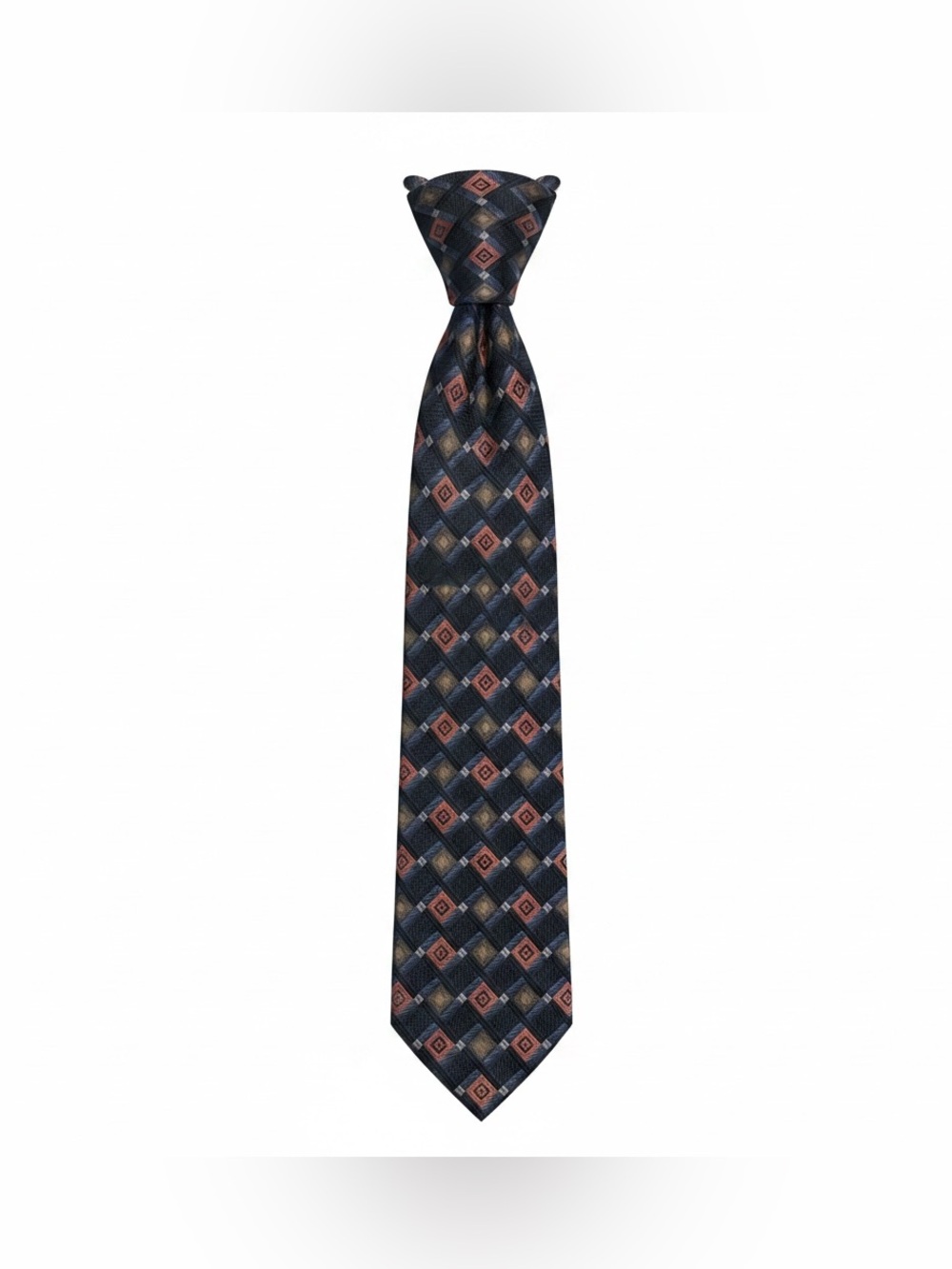 Valerio Garati Men’s Silk Tie Black Geometric Square Pattern Designer Career Tie